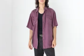 80s MATTE SILK Boxy Double Pocket Shirt in Purple