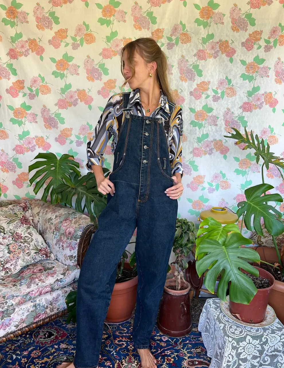90's Dark Denim Overall