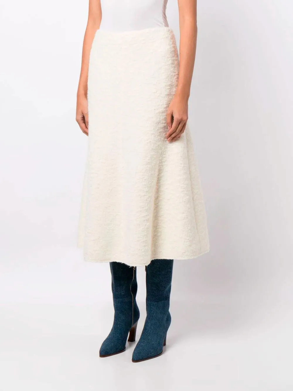 A-line bouclé midi skirt