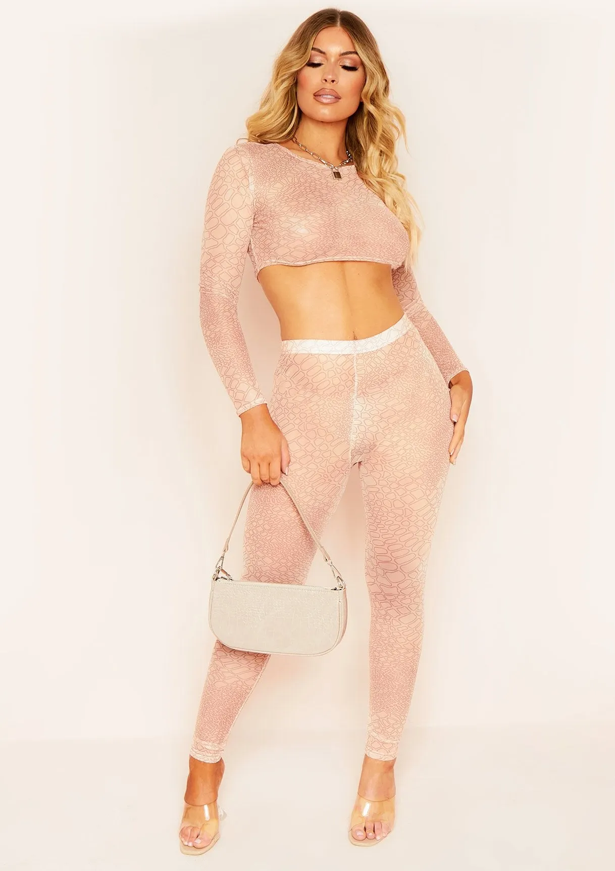 Abah Stone Croc Print Mesh Leggings