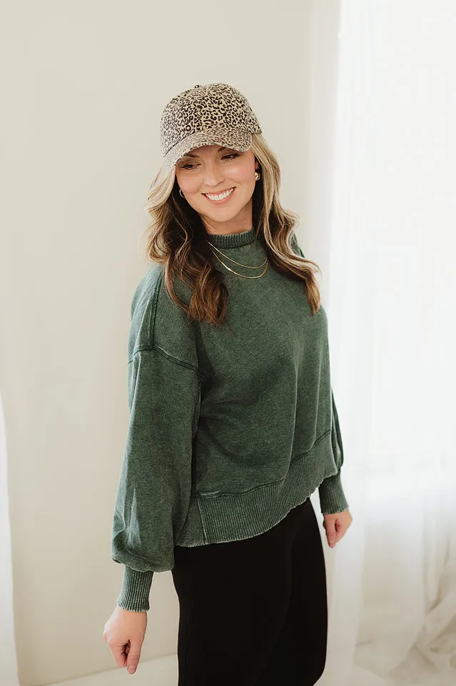 Acid Wash Fleece Oversized Pullover