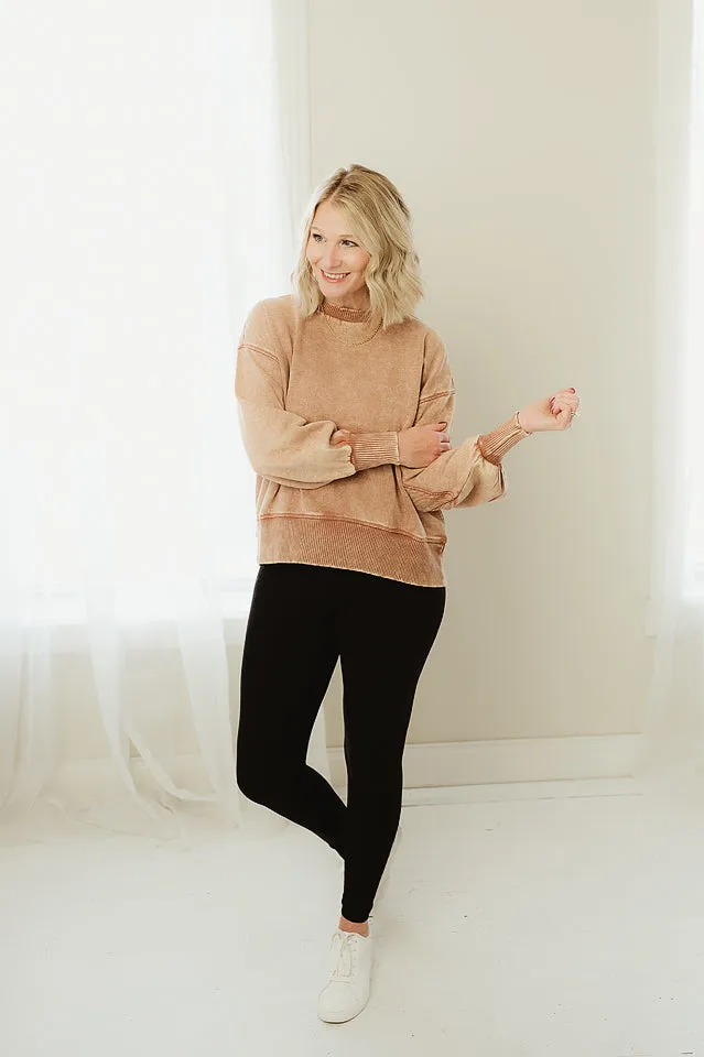 Acid Wash Fleece Oversized Pullover