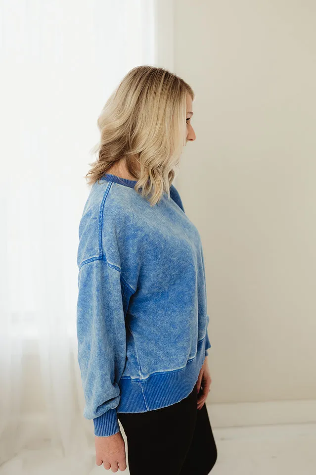 Acid Wash Fleece Oversized Pullover