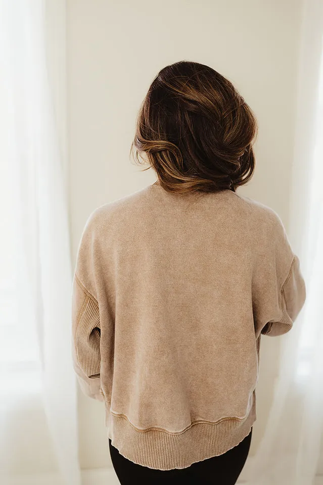 Acid Wash Fleece Oversized Pullover