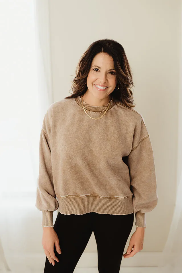 Acid Wash Fleece Oversized Pullover