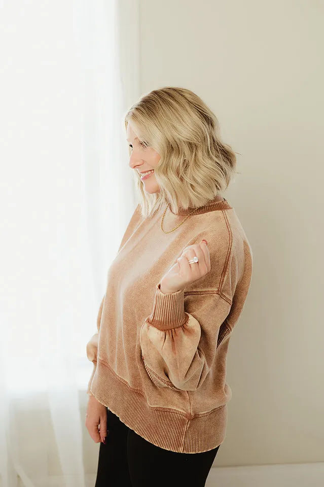 Acid Wash Fleece Oversized Pullover
