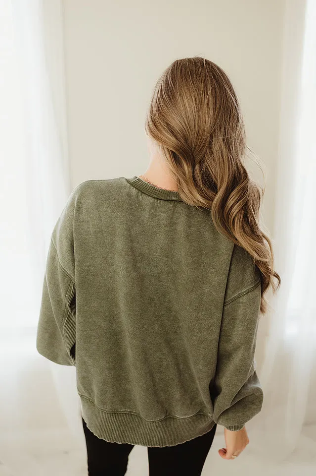 Acid Wash Fleece Oversized Pullover