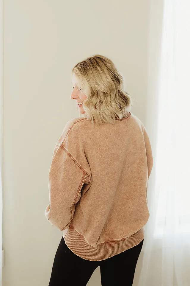 Acid Wash Fleece Oversized Pullover