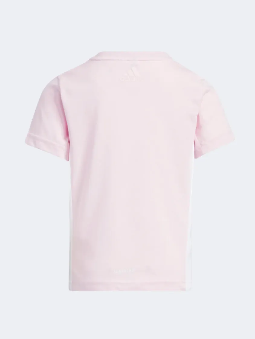 Adidas Badge Of Sport Logo Girls Sportswear T-Shirt Pink/White