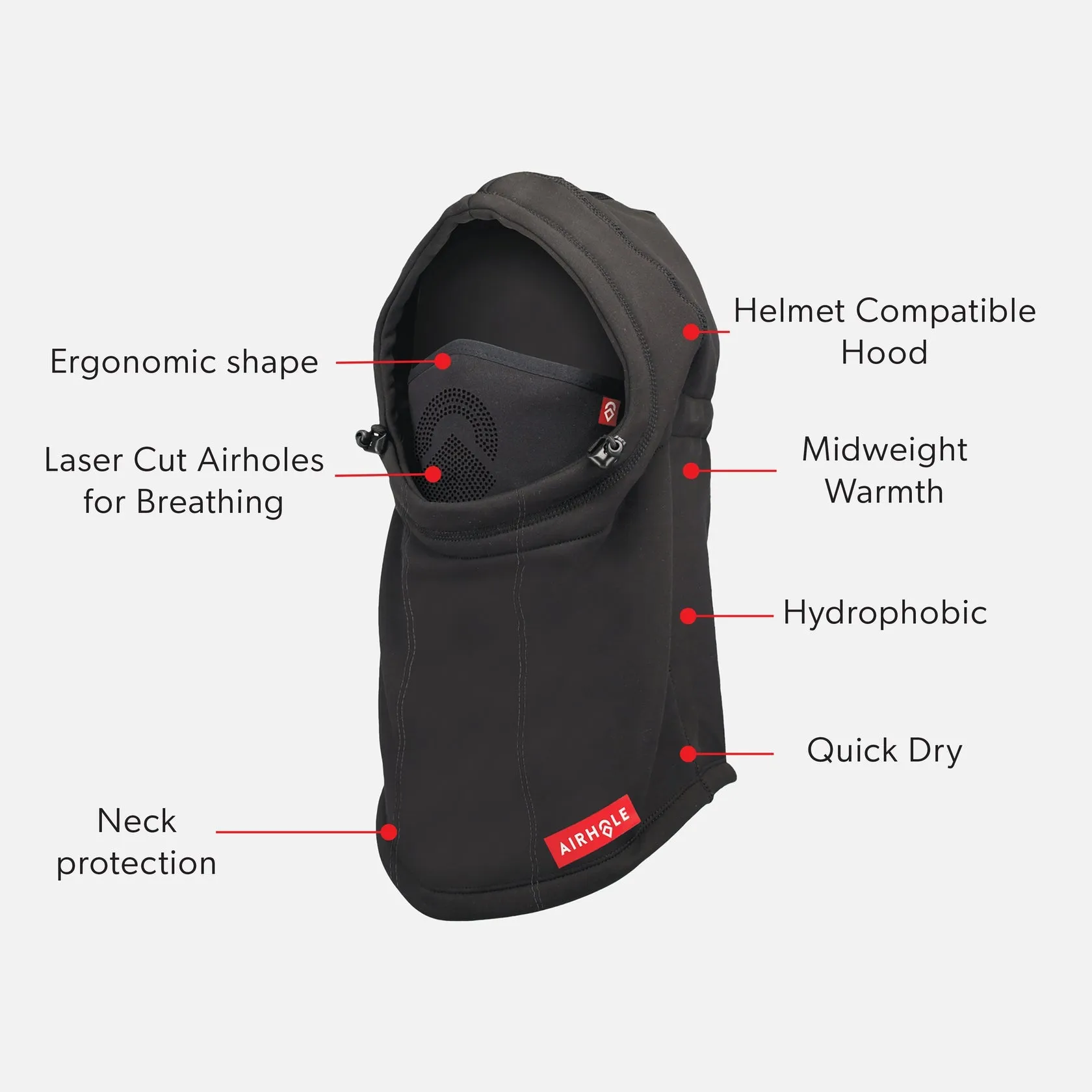 Airhole Laser Polar Fleece Airhood - Black
