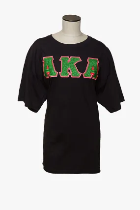 AKA Black Glitter flake Applique shirt