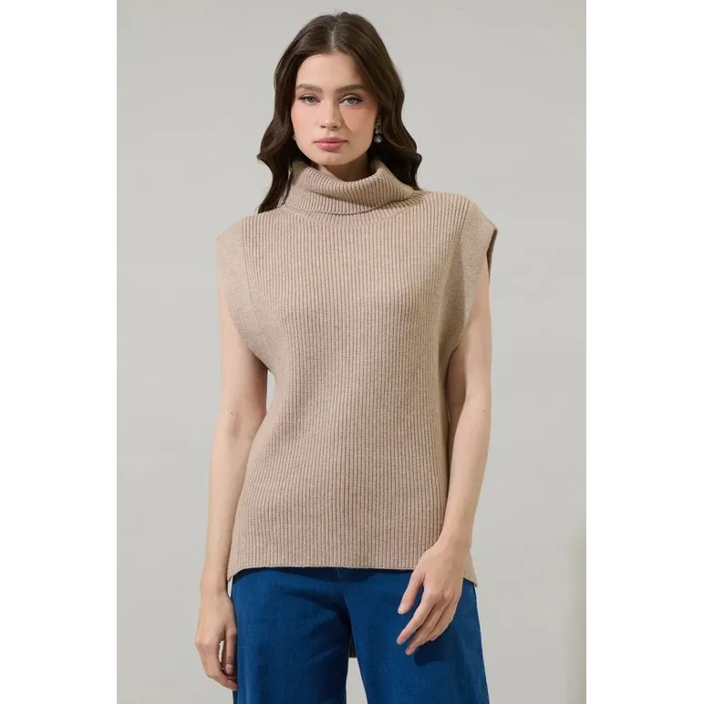 Aleida Turtleneck Sleeveless Sweater Top