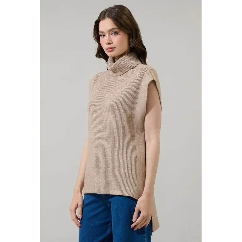 Aleida Turtleneck Sleeveless Sweater Top