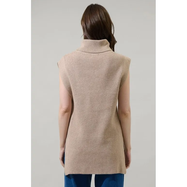 Aleida Turtleneck Sleeveless Sweater Top