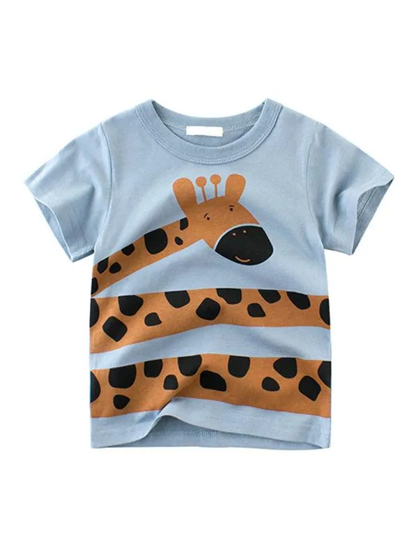 Animal Print Top Cotton Tee Short-sleeve T-shirt
