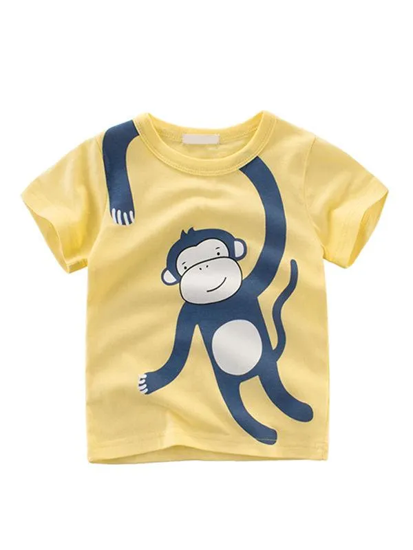 Animal Print Top Cotton Tee Short-sleeve T-shirt