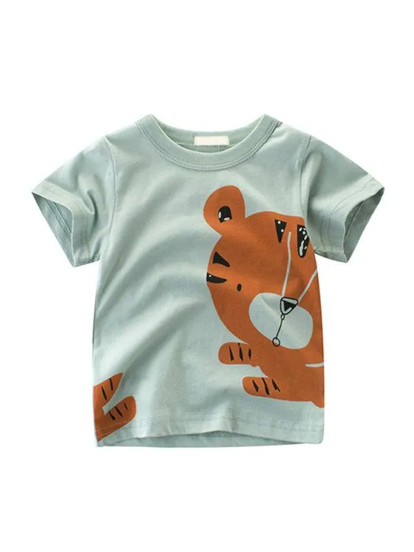 Animal Print Top Cotton Tee Short-sleeve T-shirt