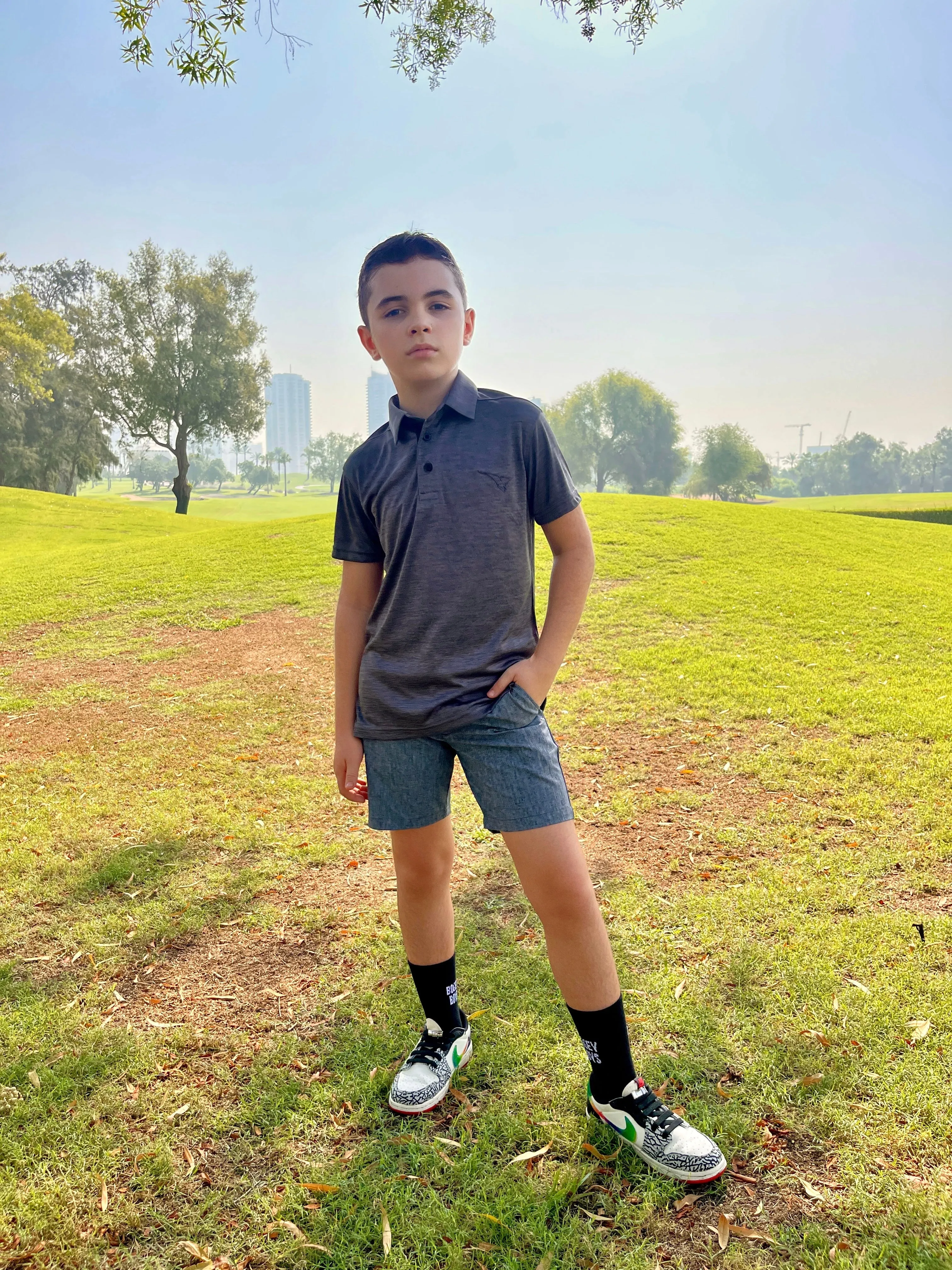 Antiguo Goat Grey Kid's Golf Polo