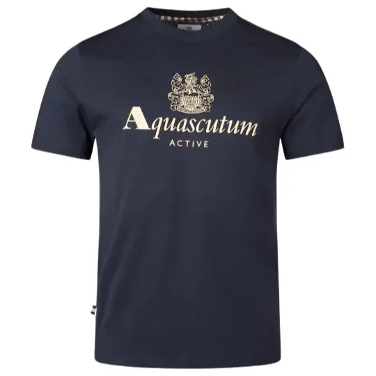 Aquascutum Active Big Logo T-Shirt: NAVY