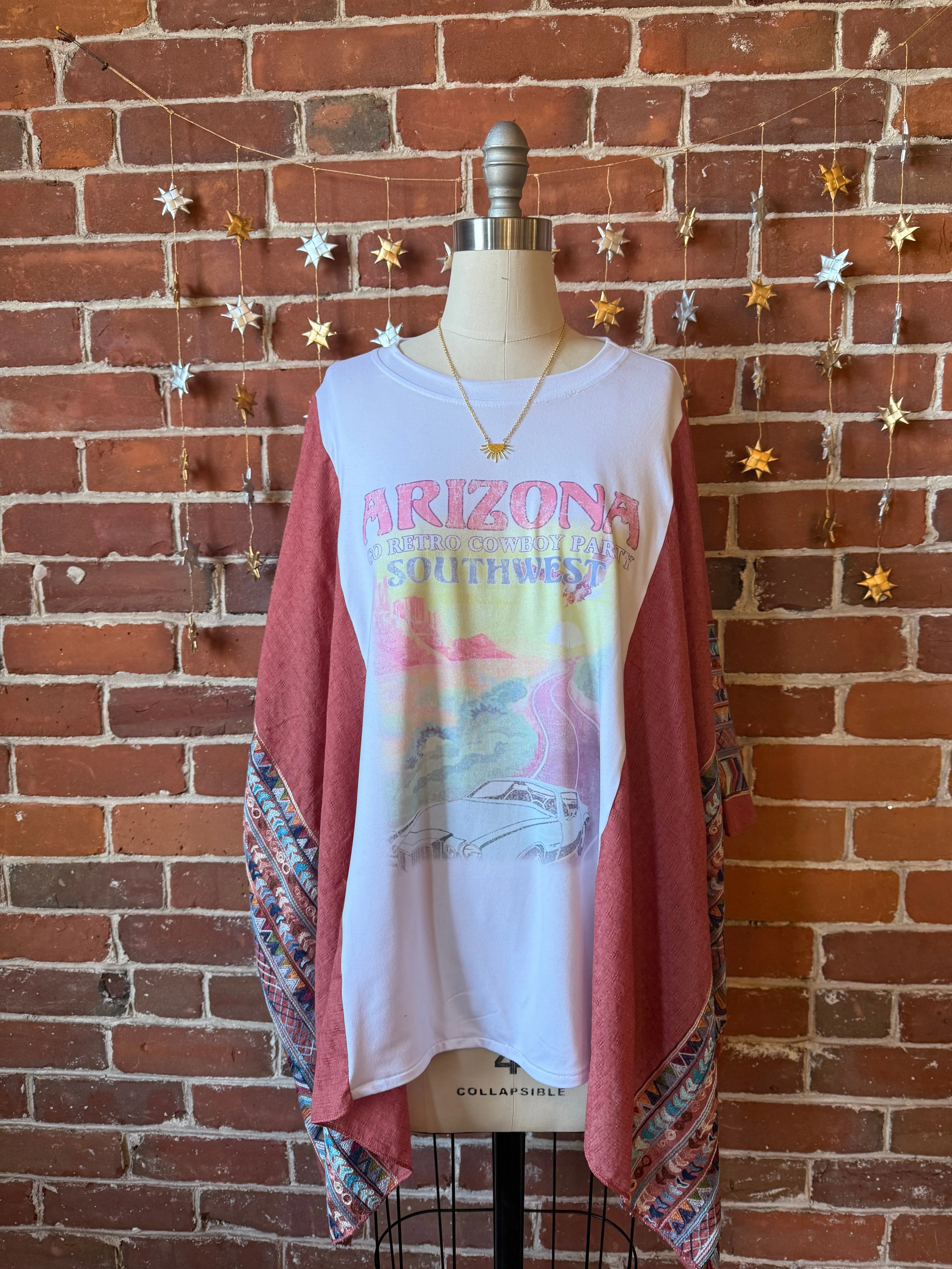 Arizona Upcycled Embroidered Poncho Top