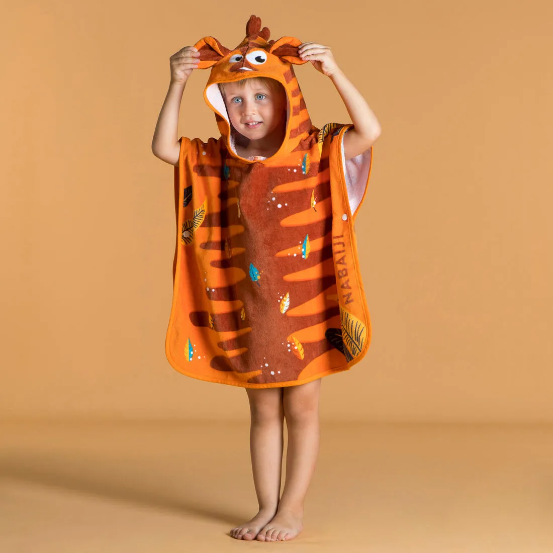 Baby Cotton Changing Poncho - Tiger Orange-Brown