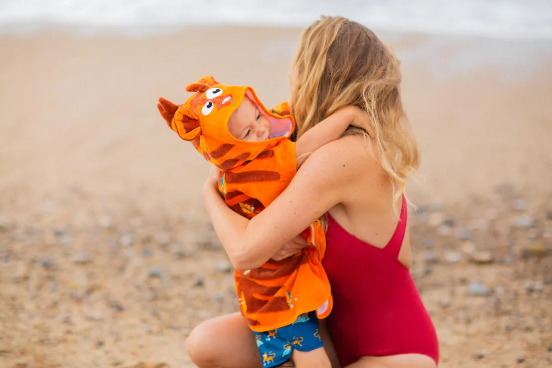 Baby Cotton Changing Poncho - Tiger Orange-Brown