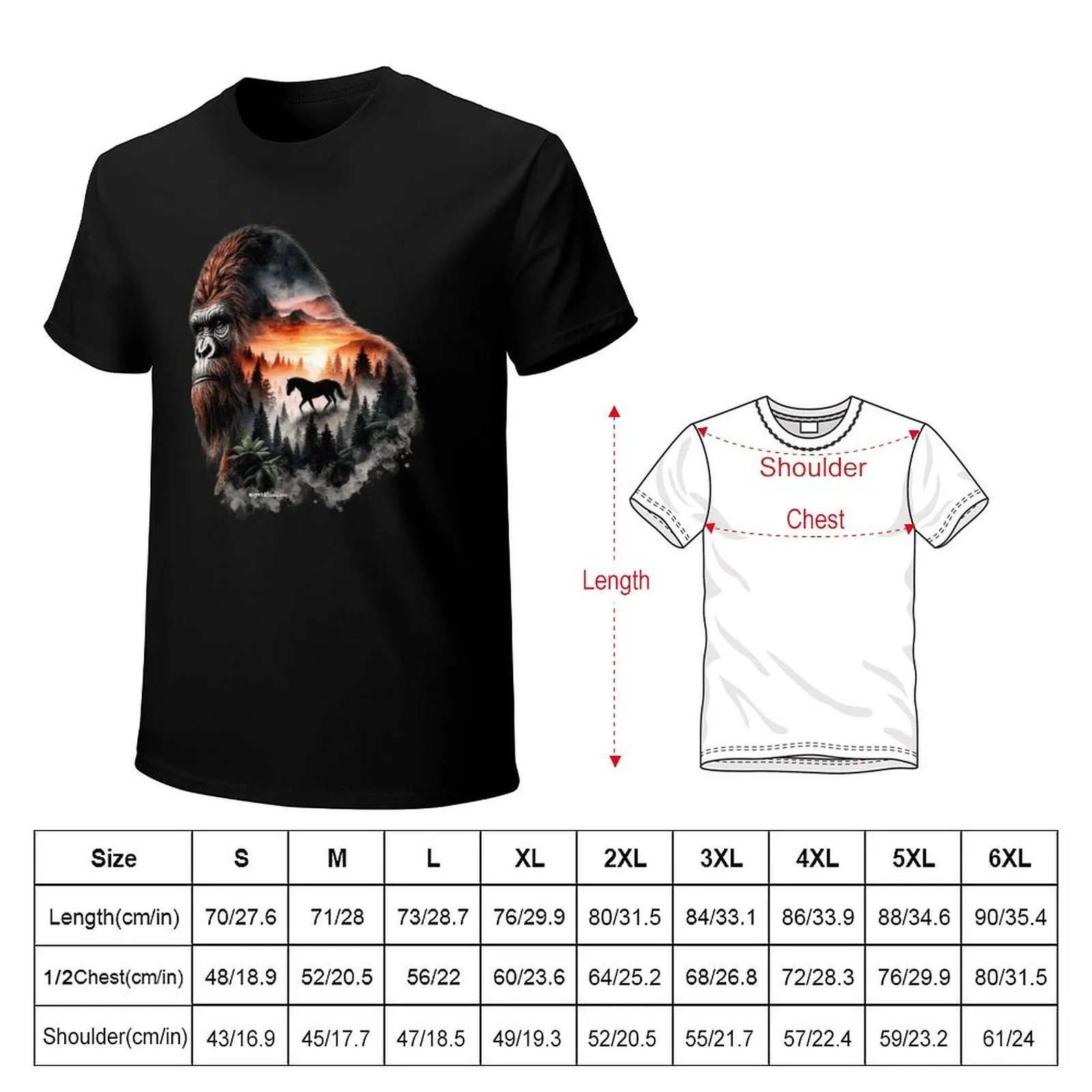 Bigfoot, Sasquatch, Horse, Short Sleeve Cotton T-shirt