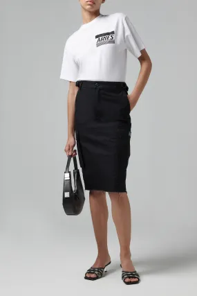 Black Cargo Midi Skirt