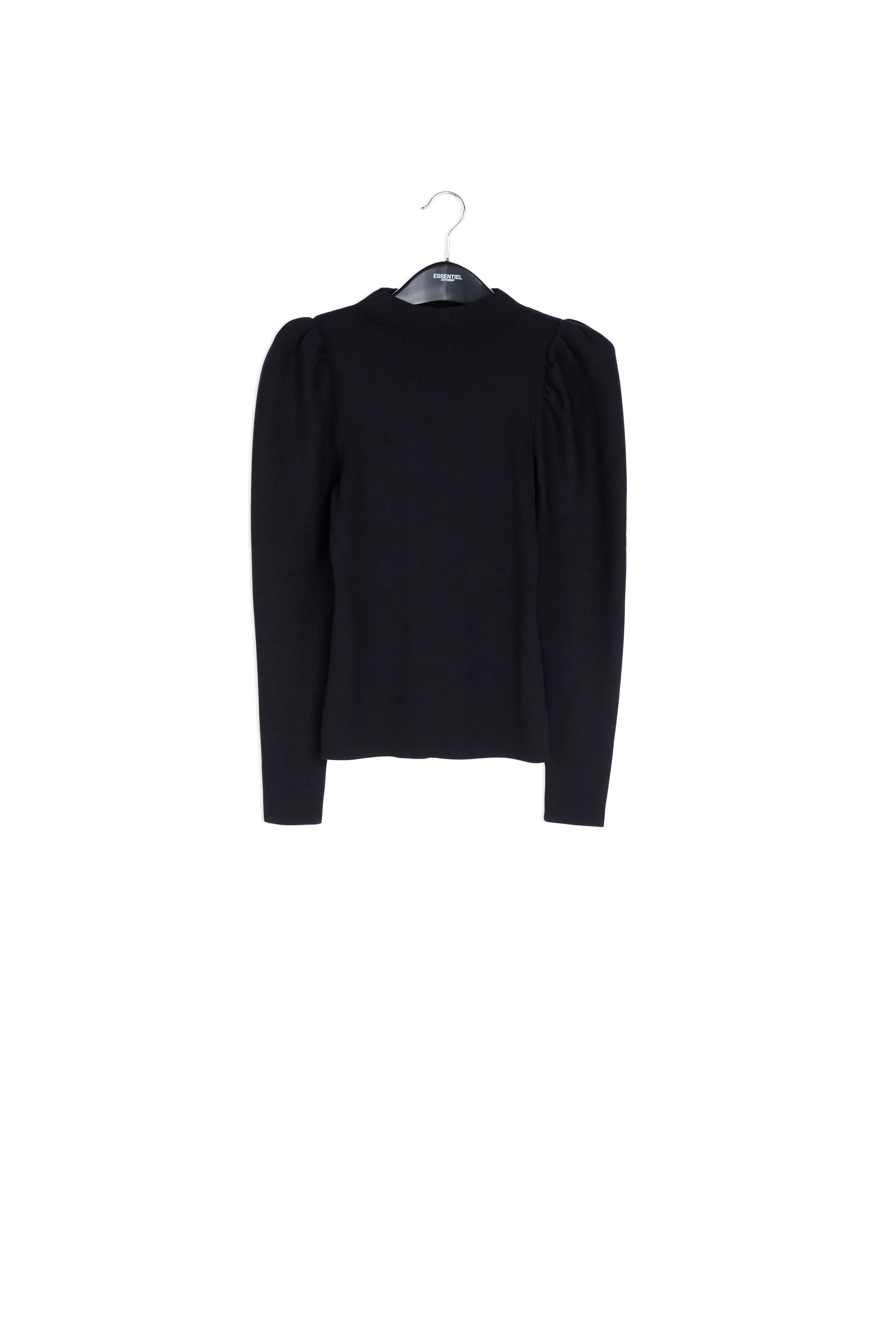 Black puffed-sleeve sweater