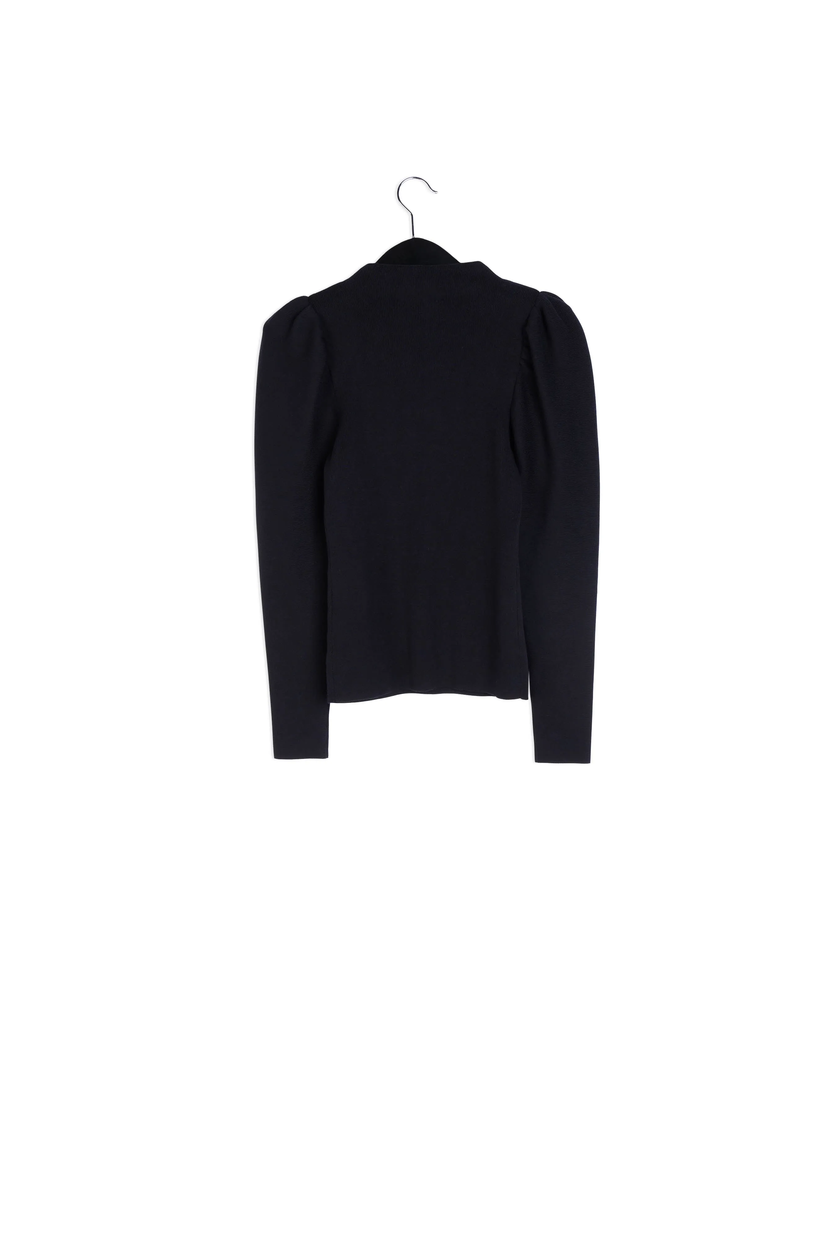 Black puffed-sleeve sweater