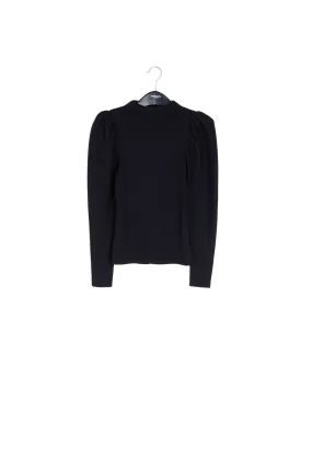 Black puffed-sleeve sweater