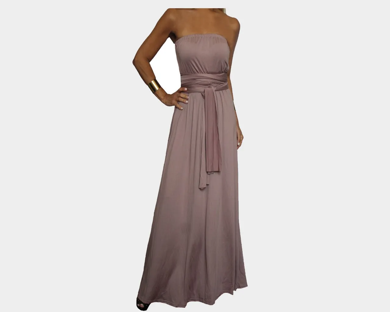 Black Strapless Belted dress - The Milano