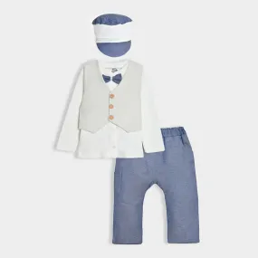 Bloom Knitted Formal Blue Top Bottom Set