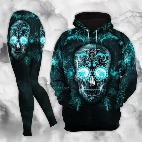 Blue Dark Sugar Skull Combo Hoodie and Leggings