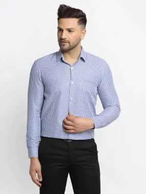Blue Men'S Cotton Checked Formal Shirt'S