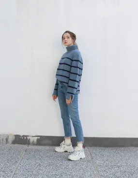 Blue Striped Turtleneck