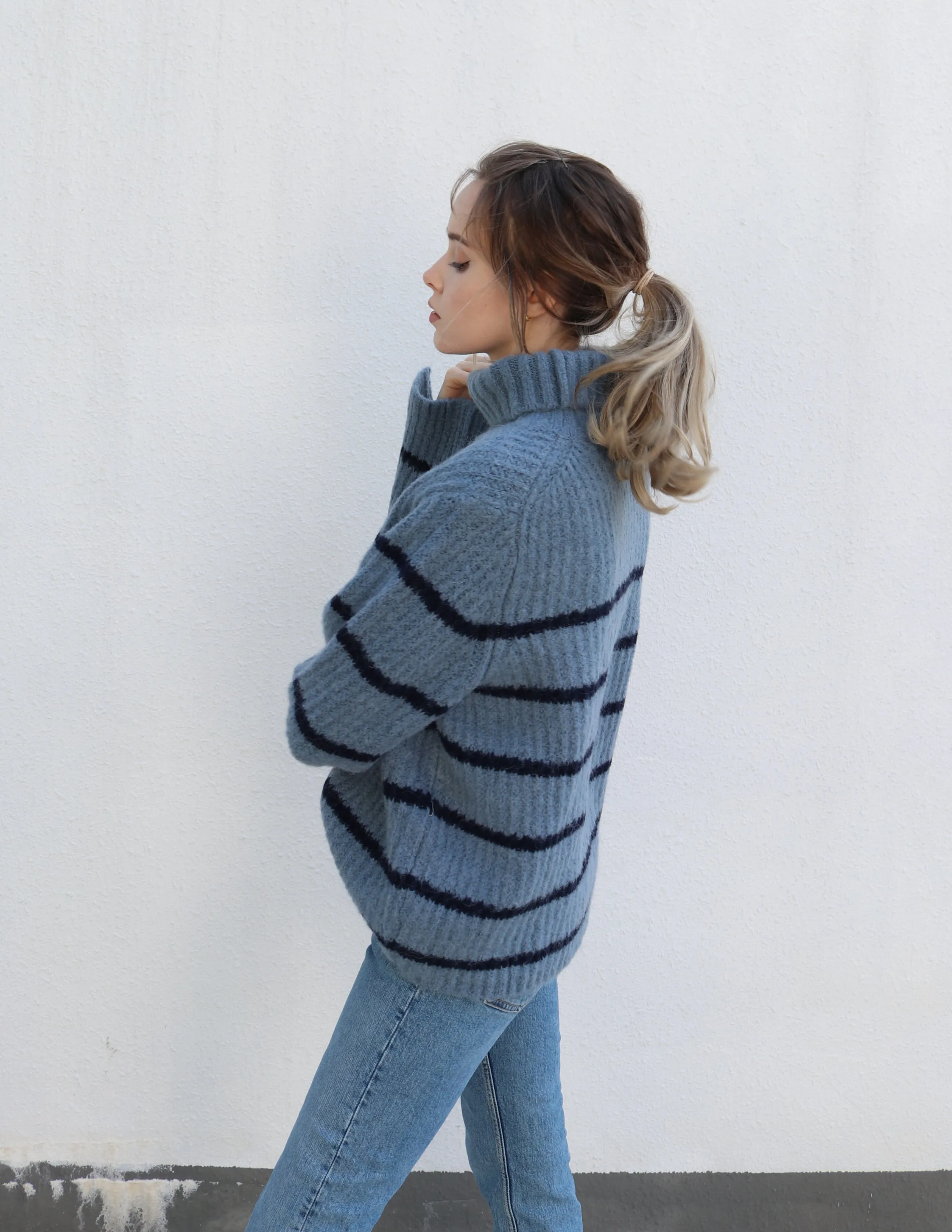 Blue Striped Turtleneck