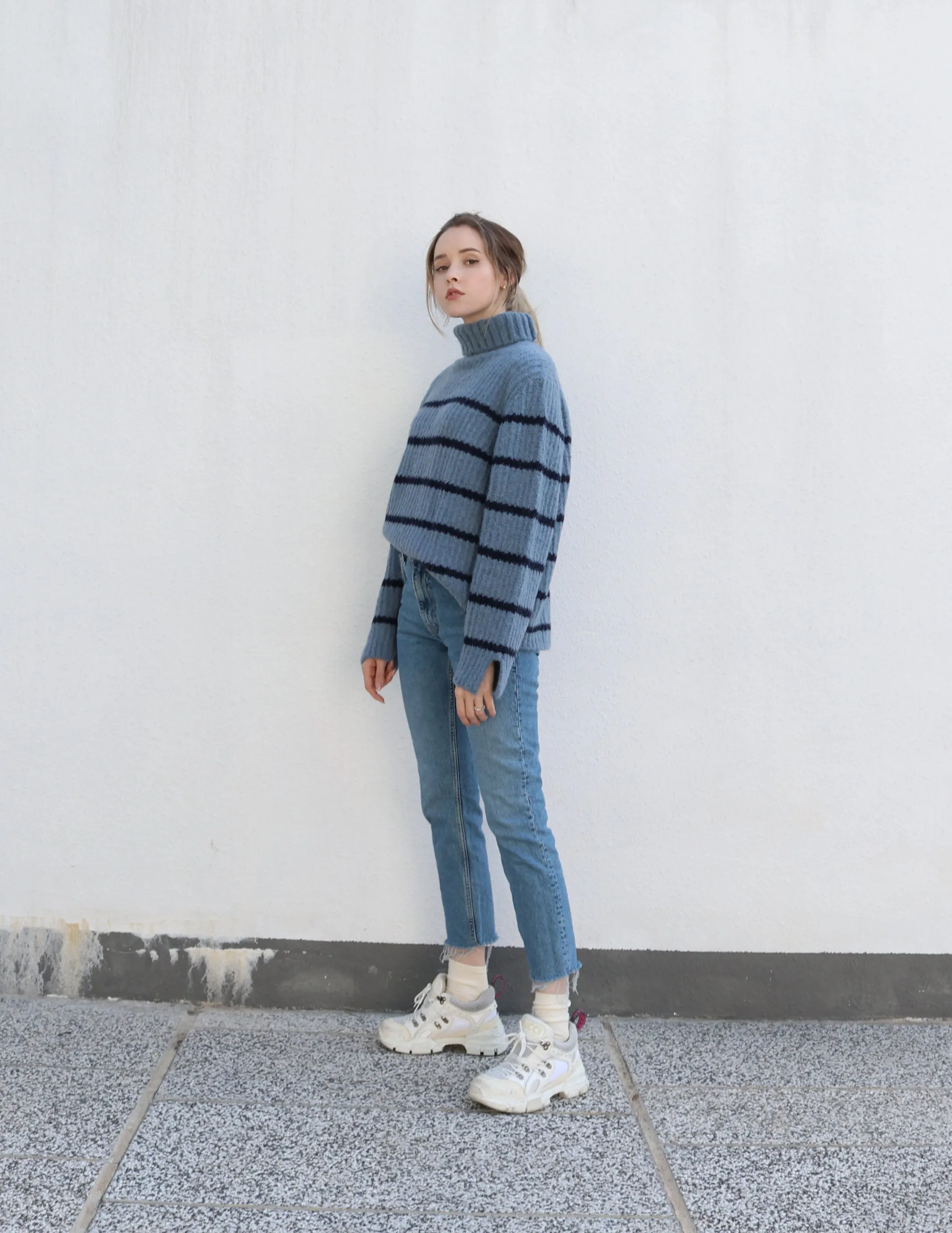 Blue Striped Turtleneck