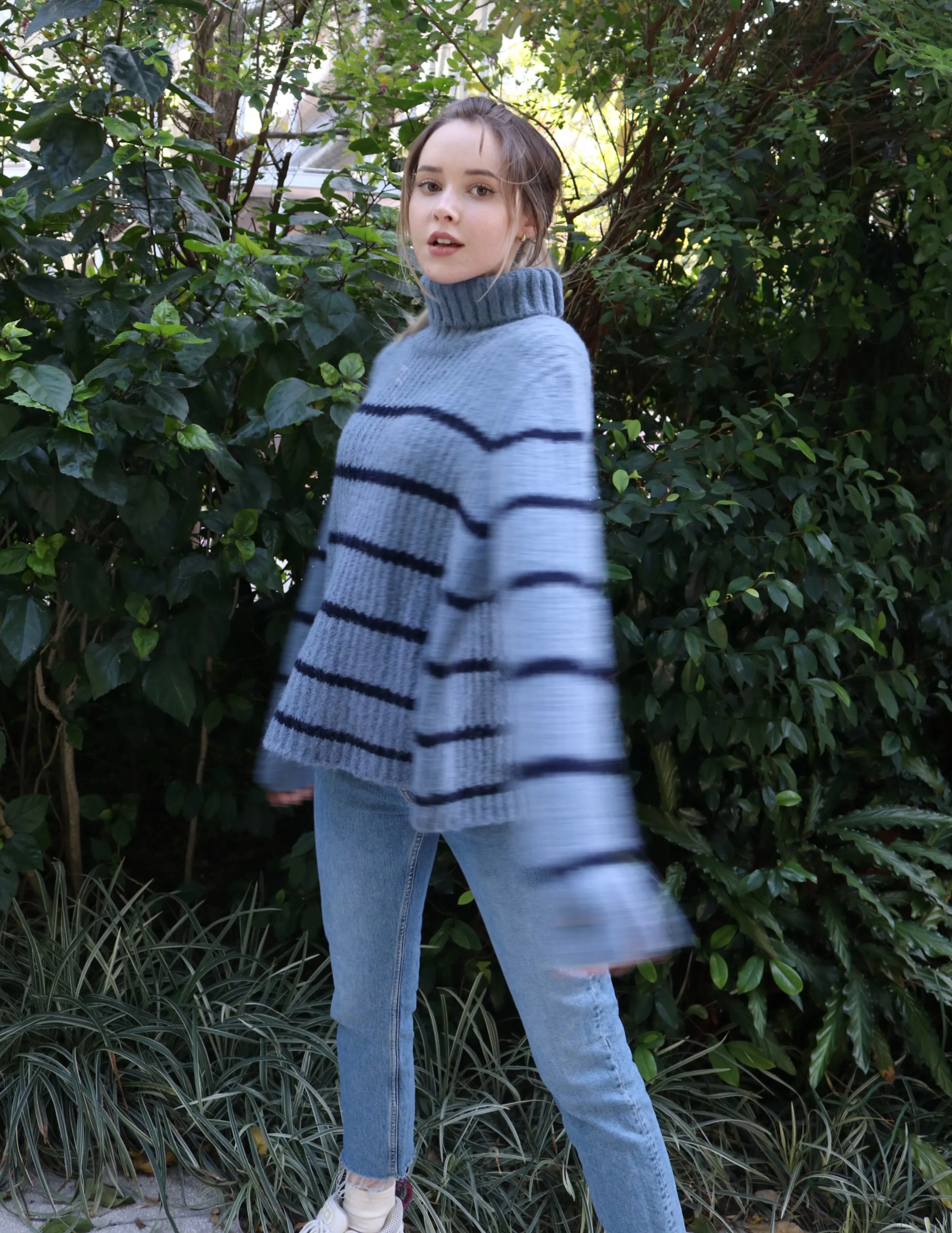 Blue Striped Turtleneck