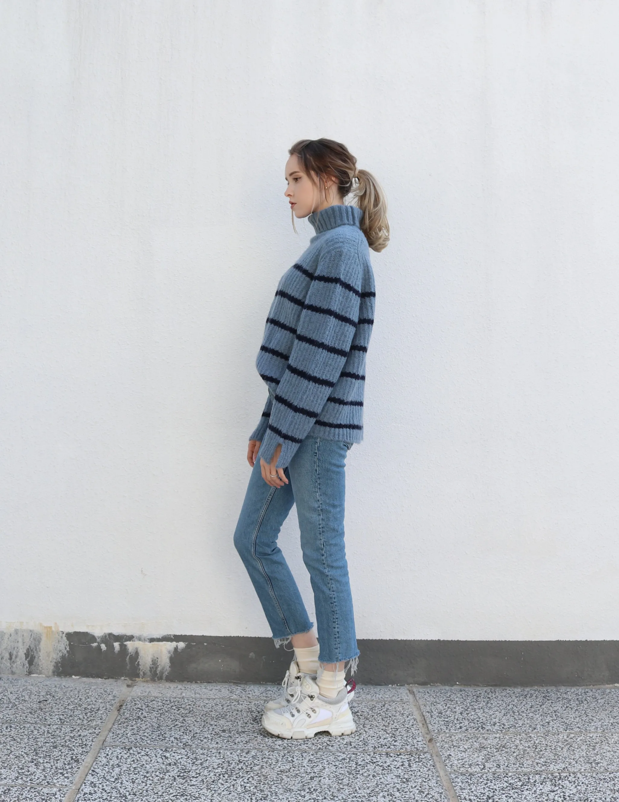 Blue Striped Turtleneck
