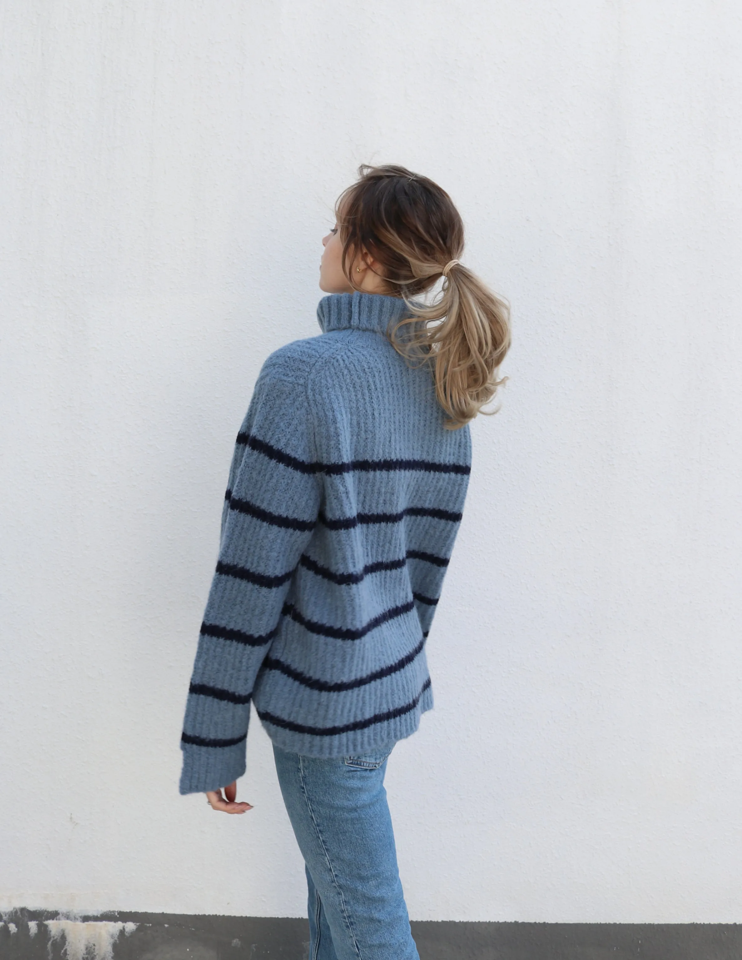 Blue Striped Turtleneck