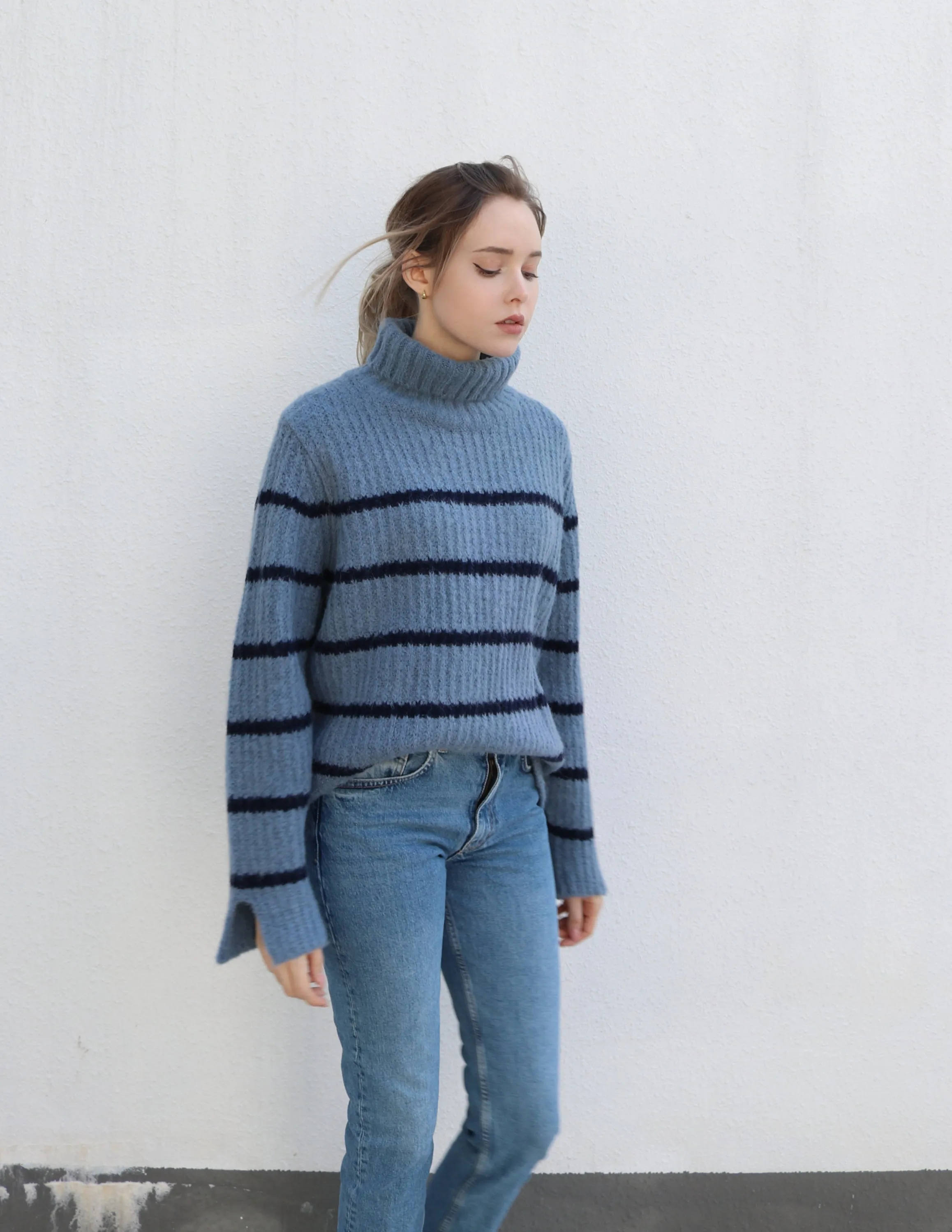 Blue Striped Turtleneck