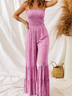 Bohemian Floral Print Wide Leg Jumpsuit
