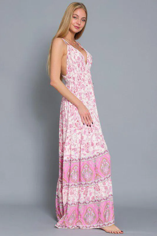 Border Print Maxi Dress