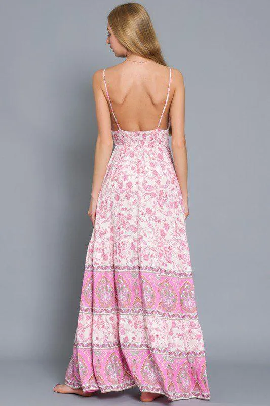 Border Print Maxi Dress