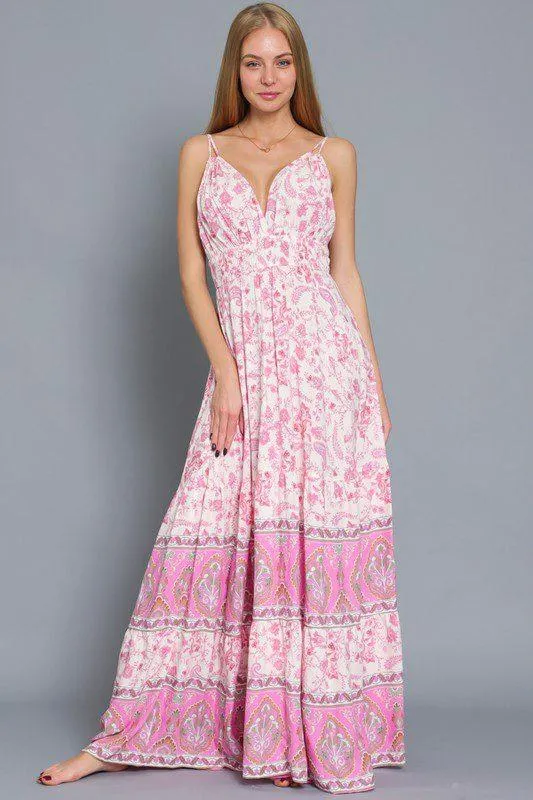 Border Print Maxi Dress
