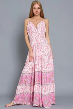 Border Print Maxi Dress