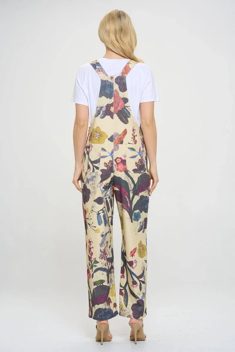 BOTANICAL FLORAL PRINT OVERALL