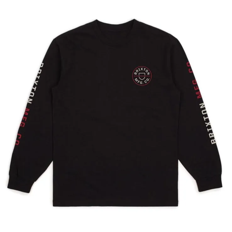 BRIXTON CREST L/S T-SHIRT BLACK/CREAM