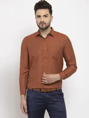 Brown Men'S Cotton Polka Dots Formal Shirt'S